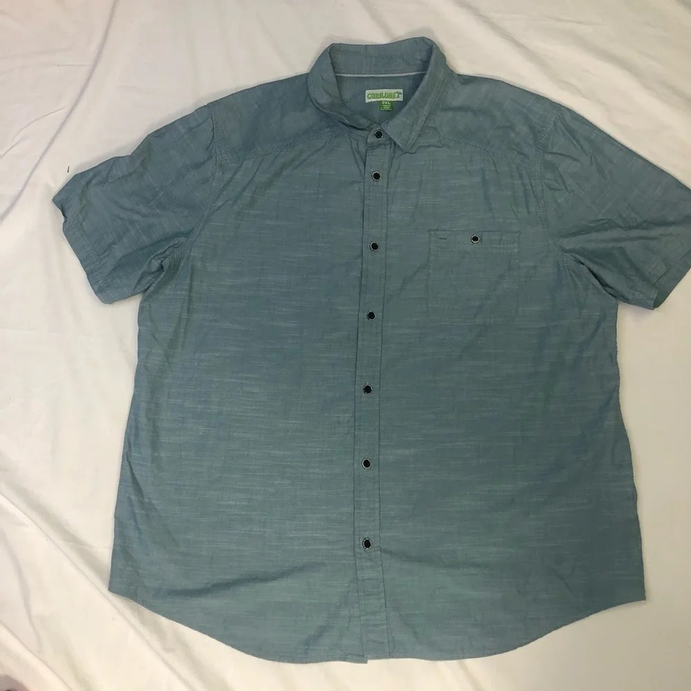 Cariloha Button Up Shirt Organic Cotton Bamboo Resortwear Vacation Beach Travel